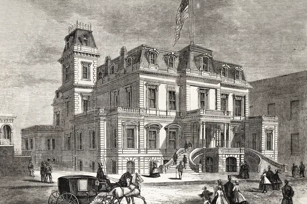 The Union League clubhouse on Broad Street, in a period engraving