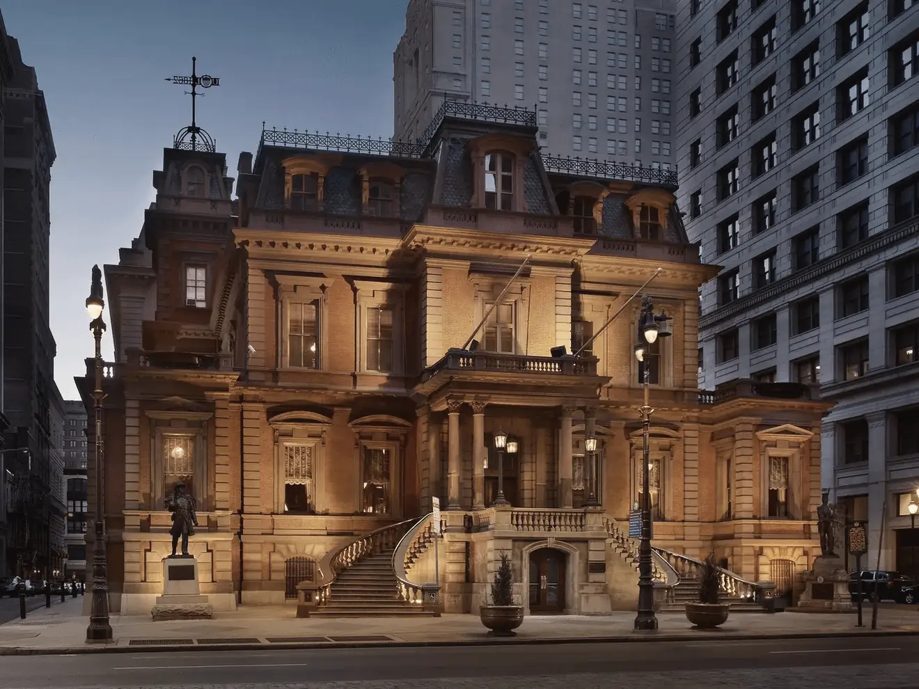 The Union League on South Broad Street at dusk